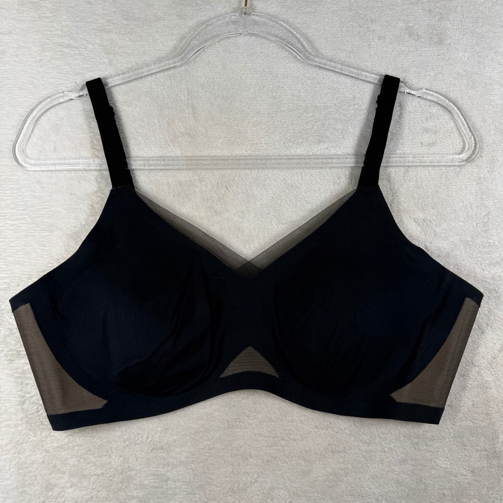 Honeylove Silhouette Bra Black Wireless Mesh Trim Size Large